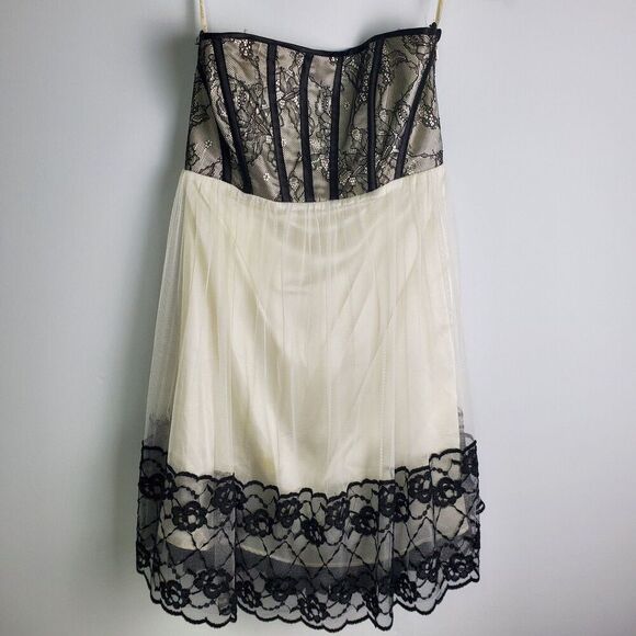 Gunne Sax Dresses & Skirts - Vintage Jessica McClintock Gunne Sax Strapless Lace Tulle Mini Dress Size 3